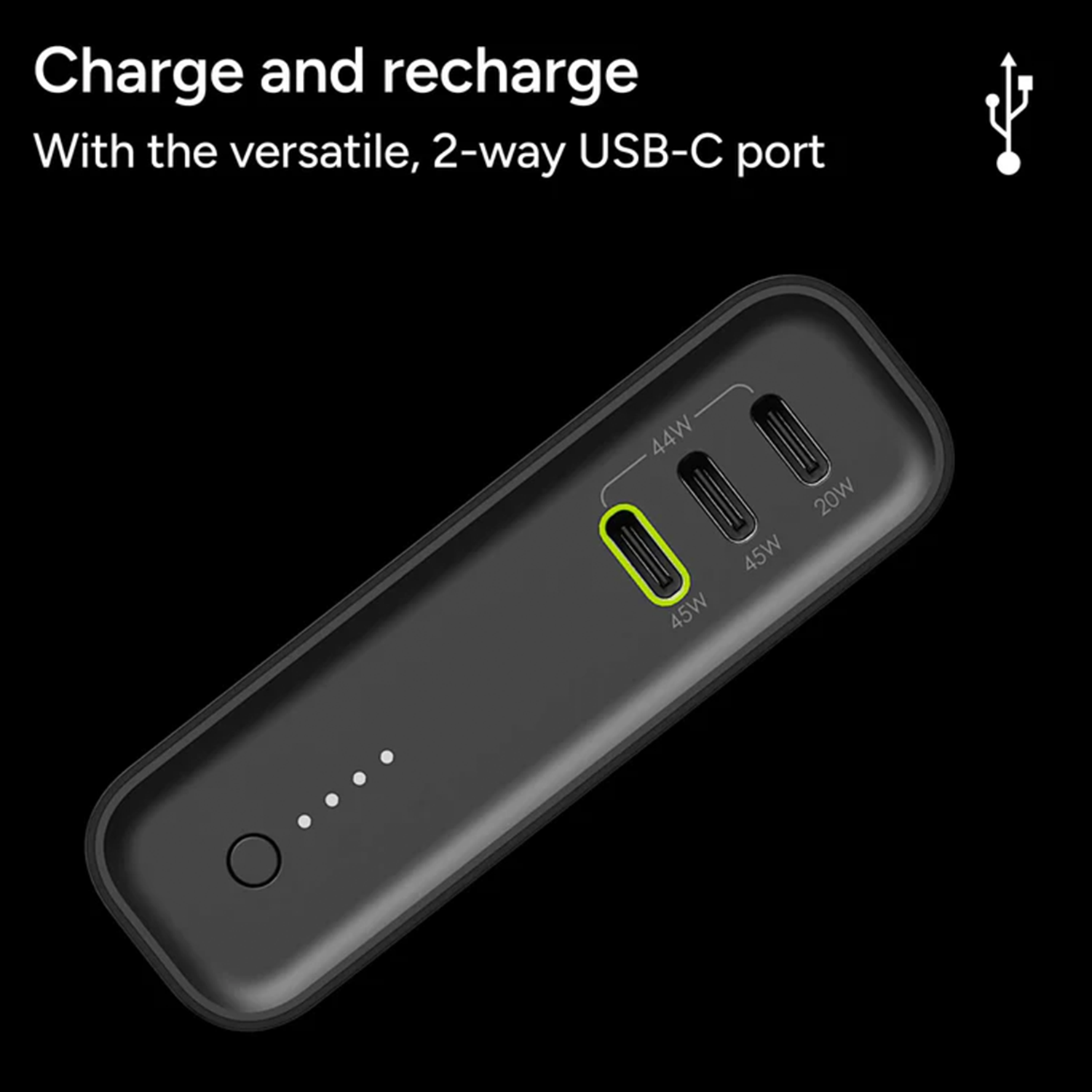 Multi-Port High Capacity Portable Energy Bank, Triple Interface Fast Charging Power Pack With LED Capacity Indicators
