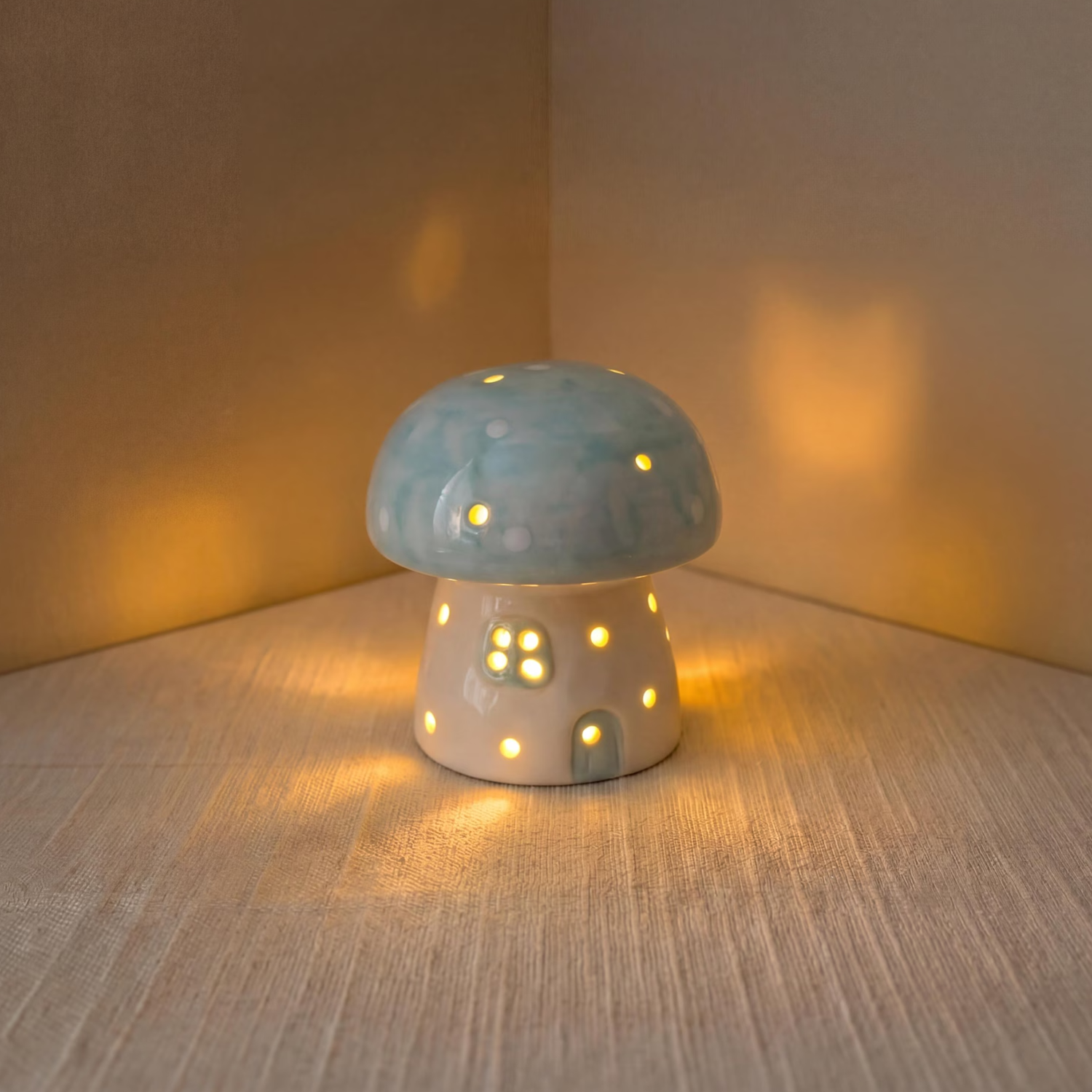 Whimsical Mushroom Hut Table Lamp, Soft Warm Glow Desktop Luminary For Cozy Indoor Space Decoration