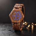 Hexagonal Framed LED Wrist Timepiece, Touch Activated Digital Watch With Interlocking Link Band