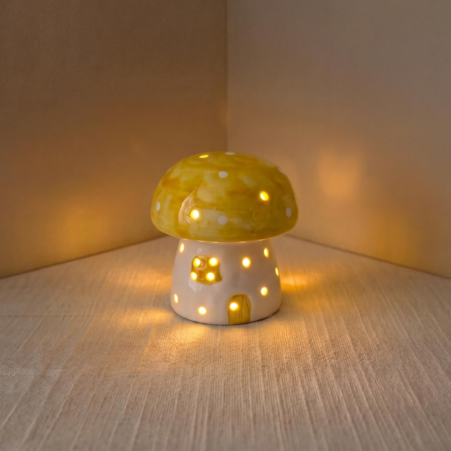 Whimsical Mushroom Hut Table Lamp, Soft Warm Glow Desktop Luminary For Cozy Indoor Space Decoration