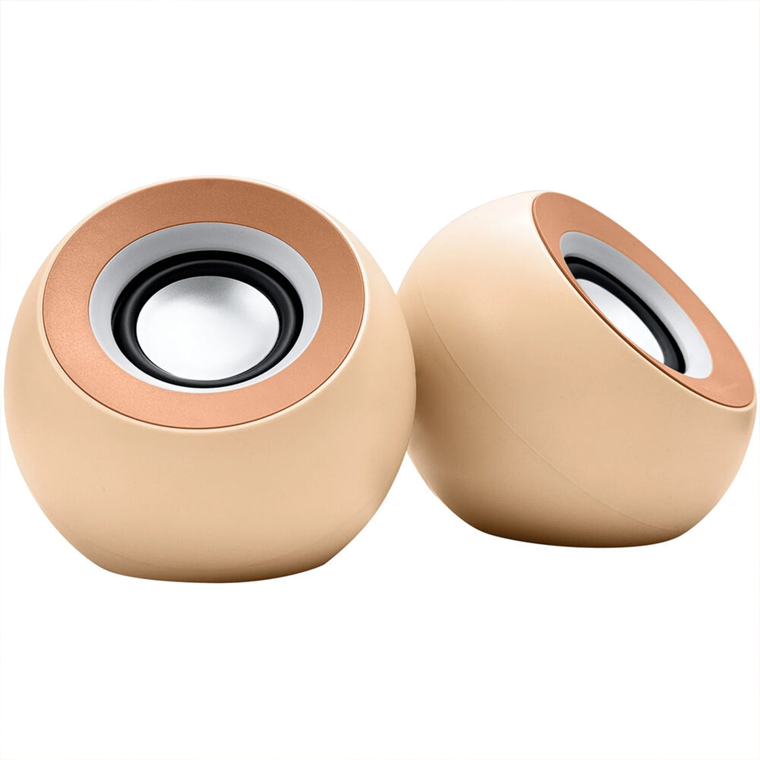 Dual Spherical Desktop Audio Units, Synchronized Pair Bluetooth Speakers With Integrated Control Buttons